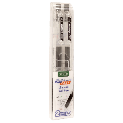 Roco Basic Gel Ink Pen, Black Ink Color, 0.7 Mm, Ballpoint;Nib Tip, 2 Pens