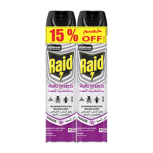 Raid Odorless Spray for Multi Insect Killer (Twin pack), 300ml 