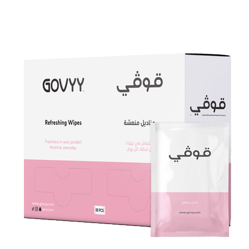 Govyy 50 individually wrapped pink wipes, roses scent
