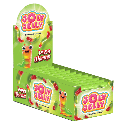 Jolly Jelly Gummy Worms Oil Sachet 24 pcs 10 g