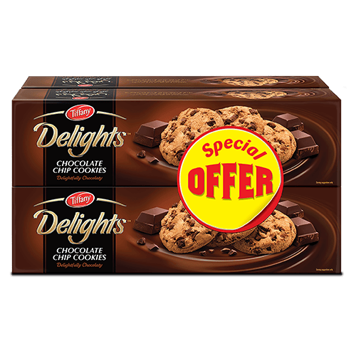 Tiffany Delights ChocoChip Cookies Chocolate Promo Pack Display box 3 pcs 1 free 90 g
