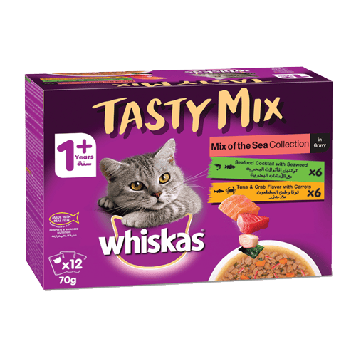 Whiskas Tasty Mix Mix of the Sea Collection Wet Cat Food 70gm Pack of 12