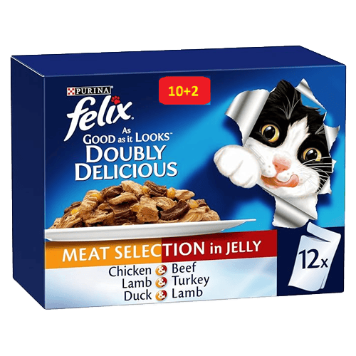 Purina Felix Doubly Delicious Meat Selection In Jelly 10 pcs + 2 Free