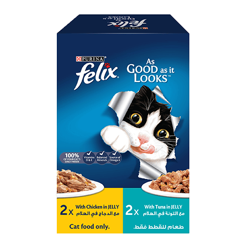 Felix Purina 4 Pack (Chicken In Jelly + Tuna In Jelly) 85g