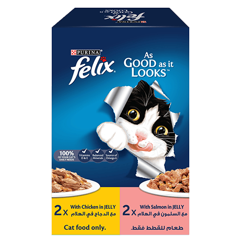 Felix Purina Jelly 4 Pack (Chicken + Salmon) 85g