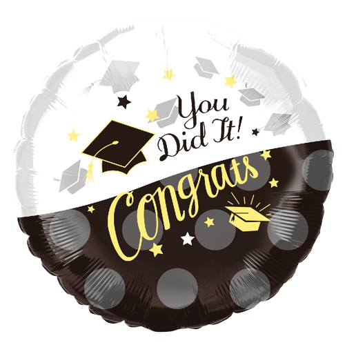 18 Inch "You Did It! Congrats" Foil Balloon - Modern Graduation Decor