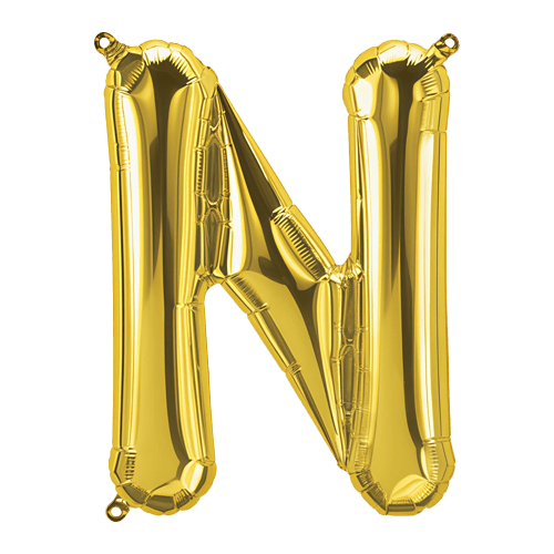 34 Inch Gold Letter "N" Foil Balloon