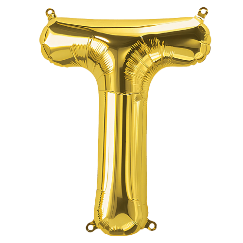 34 Inch Gold Letter "T" Foil Balloon