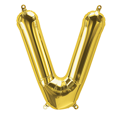 34 Inch Gold Letter "V" Foil Balloon
