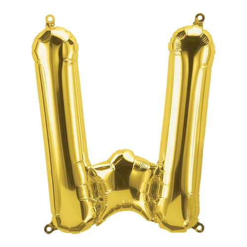 34 Inch Gold Letter "W" Foil Balloon