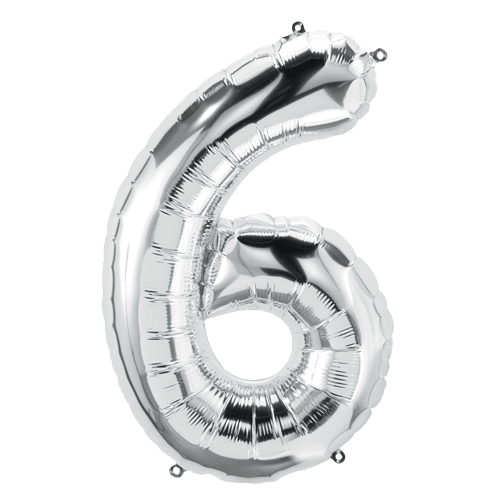 34 Inch Silver Number "6" Foil Balloon