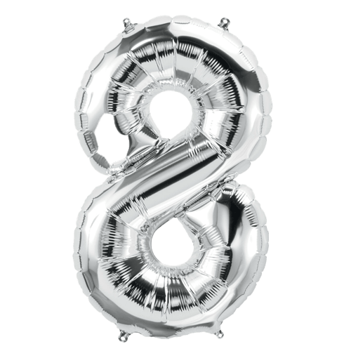 34 Inch Silver Number "8" Foil Balloon