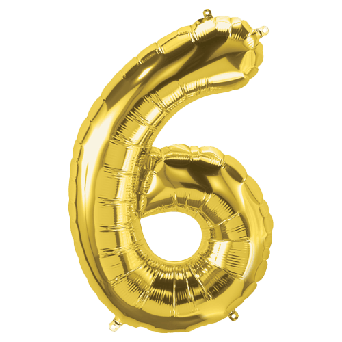 34 Inch Gold Number "6" Foil Balloon