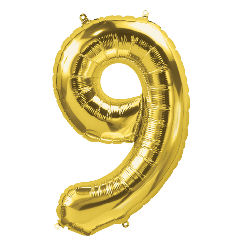 34 Inch Gold Number "9" Foil Balloon