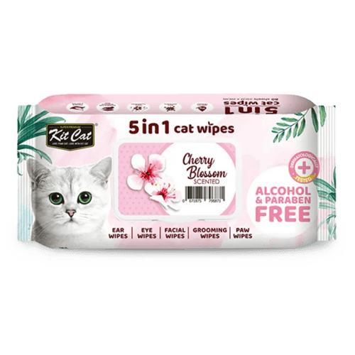 Kit Cat Wet Wipes 5 in 1 Cherry Blossom Scented 80 pcs