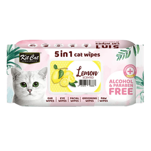 Kit Cat Wet Wipes 5 in 1 Lemon Scented 80 pcs