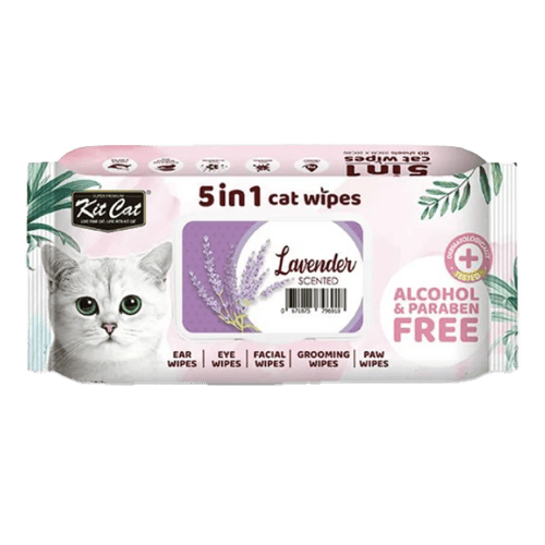 Kit Cat Wet Wipes 5 in 1 Lavender Scented 80 pcs #387145