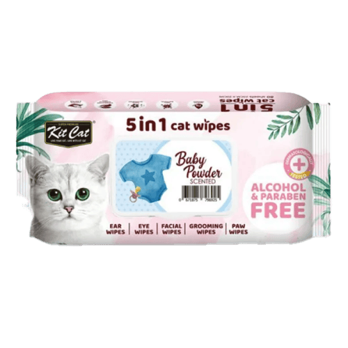 Kit Cat Wet Wipes 5 in 1 Baby Powder Scented 80 pcs