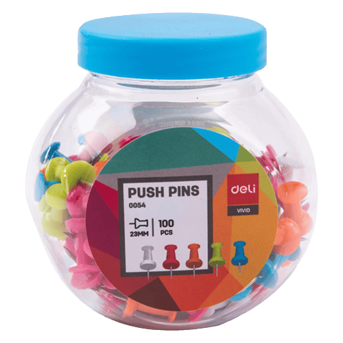 Deli Push Pin Size 23Mm, 1''100Pcs Assorted