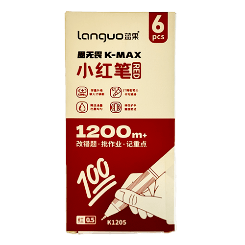 Langou Large Volume Gel Pen Red 0.5Mm 6 Pieces/Set