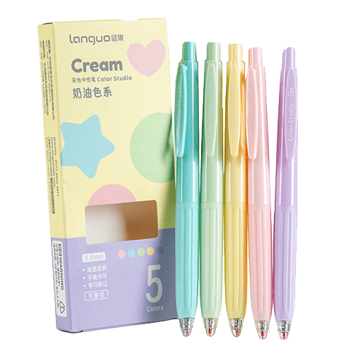 Langou Multi-Color Gel Pen 5 Color 0.6Mm 5 Pcs Per Pack