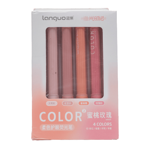 Langou Highlighter Soft Head 4 Color 4 Pcs Per Pack