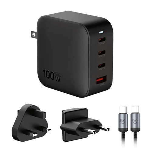 Micropack 4-in-1 100W GaN Travel Adapter - PD/QC Fast Charger Black