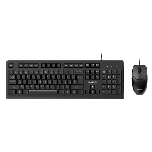 Micropack Classic Wired Keyboard and Mouse, Black