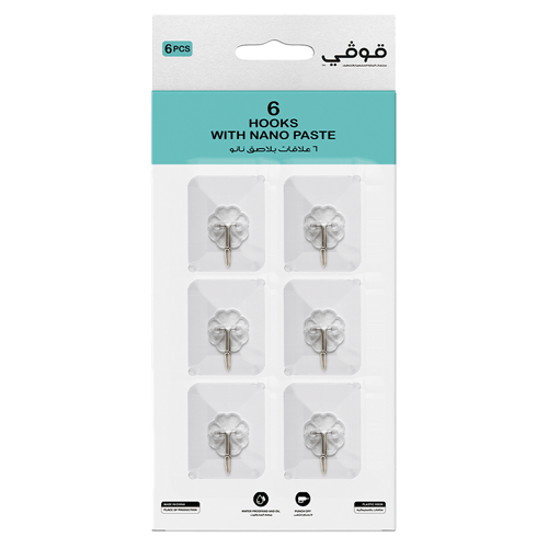 Govyy Wall Hooks with Nano Adhesive 6-Pieces Set