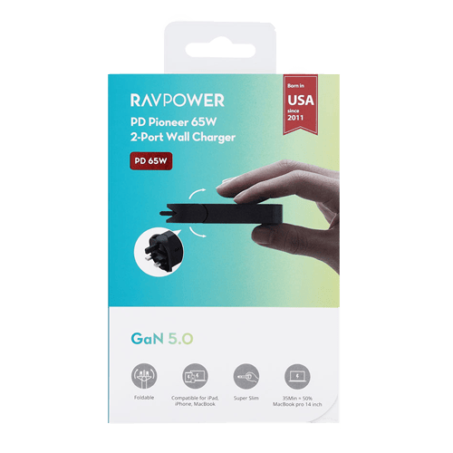 Ravpower Pd Pioneer 65W 2-Port Wall Charger Black