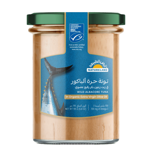 Natural Land Organic Wild Albacore Tuna in Extra Virgin Olive Oil 195 g