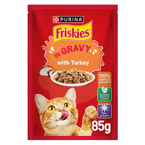 Purina Friskies Cat Food With Turkey In Gravy 85 gr