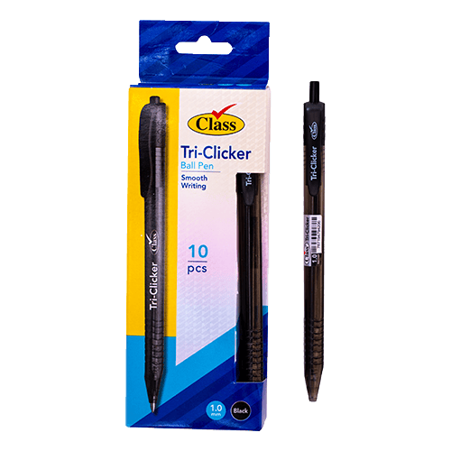 Class Tri Clicker Ball Pen Black 0.7Mm Pack Of 10