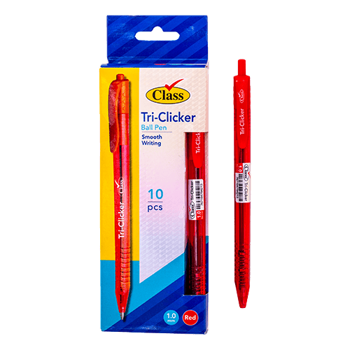 Class Tri Clicker Ball Pen Red 0.7Mm Pack Of 10