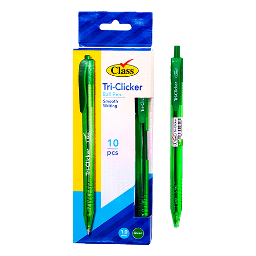 Class Tri Clicker Ball Pen Green 0.7Mm Pack Of 10