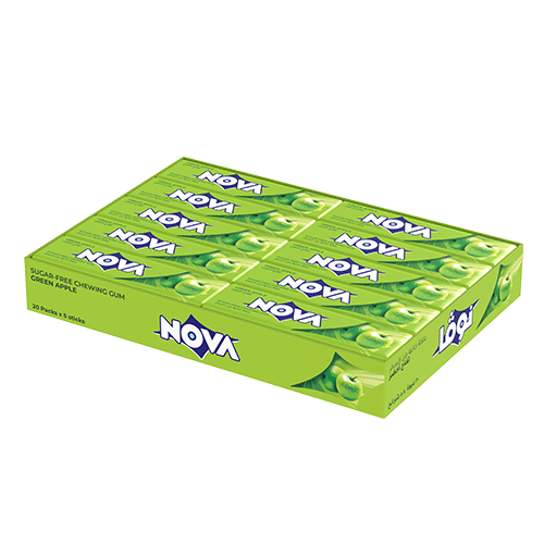 Nova 5 Sticks Green Apple Sugar Free Chewing Gum 20 Fingers Pack 230 g