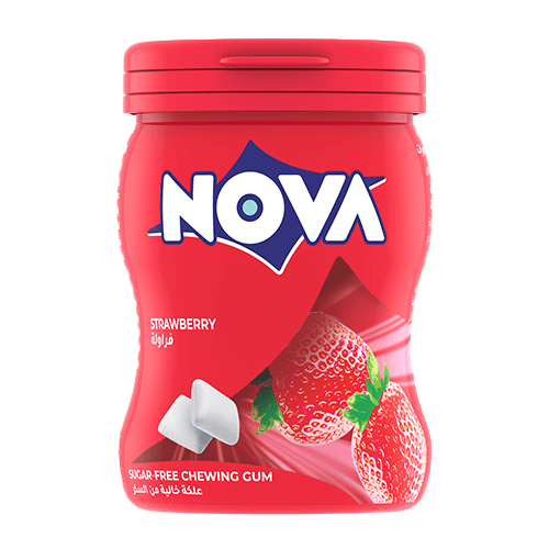 Nova Strawberry Sugar Free Chewing Gum Jar 50 pcs 70 g