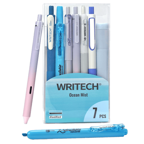Writech Pens Set Of 7, Ocean Mist (Blue Tones)