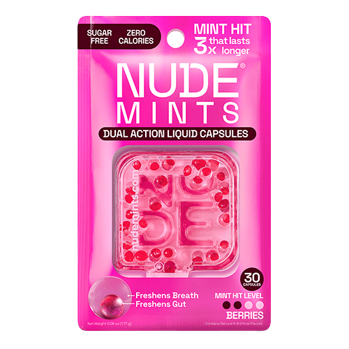 Nude Mints Dual Action Liquid Capsules Berry Flavour