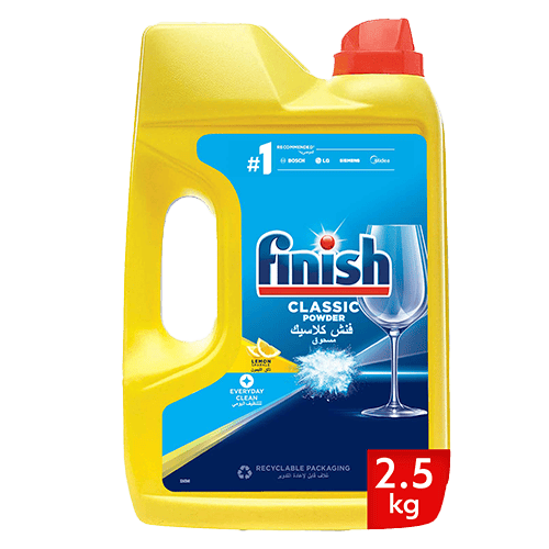Finish Dishwasher Powder, Lemon Sparkle Scent, 2.5 kg
