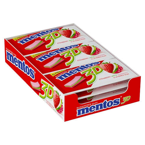 Mentos Gum Sugar Free Strawberry, Apple, Raspberry 8.5 g