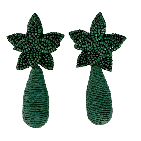 Kadabra Green Flower Drop Earrings