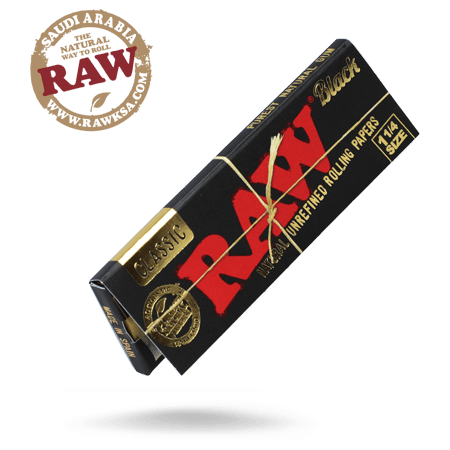 Raw Natural Unrefined Rolling Papers (Black)1/4