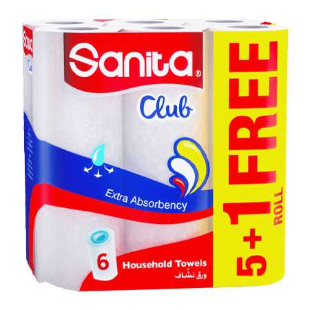 Sanita Club Household Towels Tissues 5Roll+1 Free