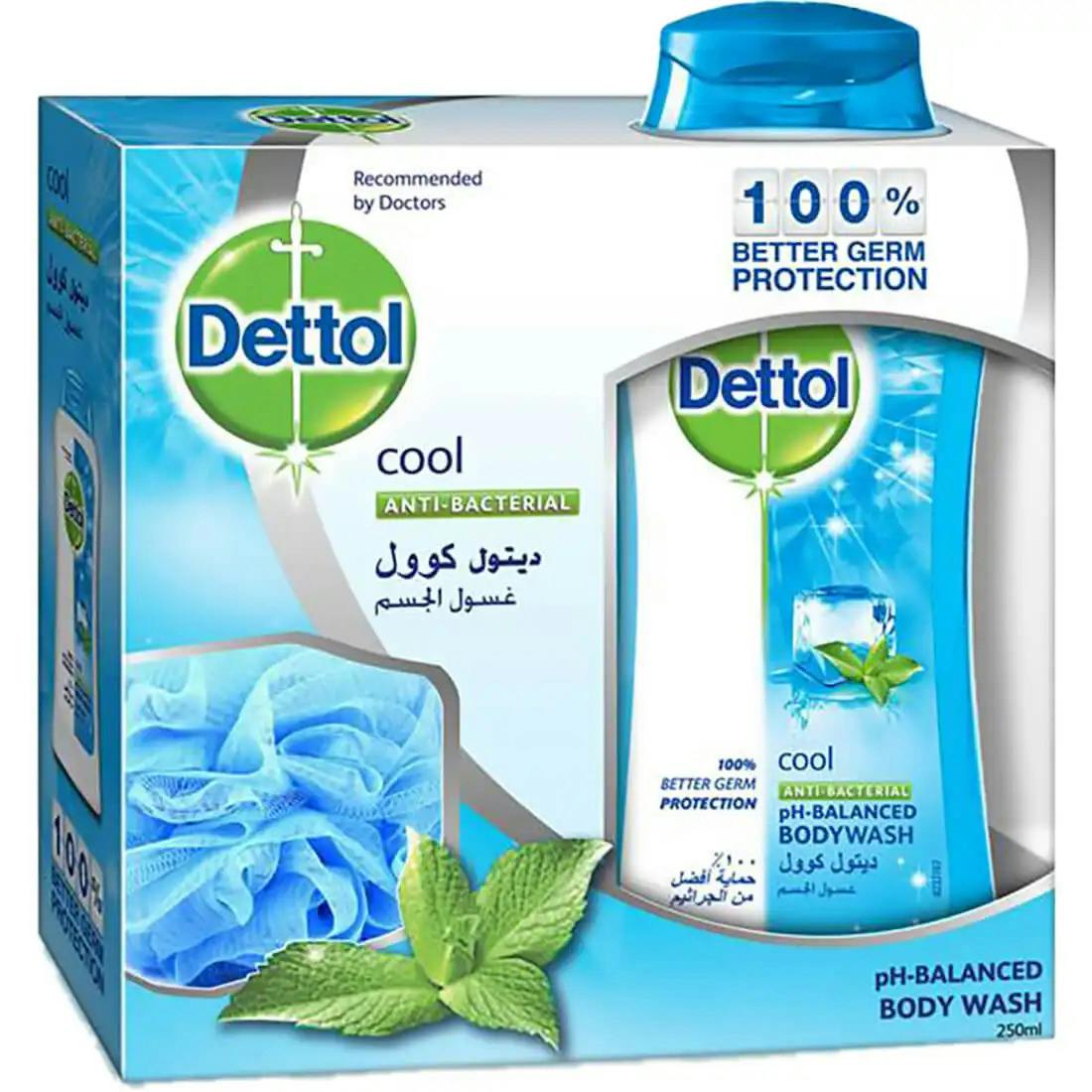 Dettol Shower Gel Cool 250 ML + PUFF