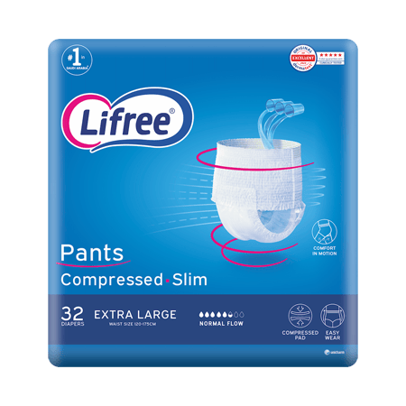 Lifree Slim Culotte Adult Diaper Pants, XL Size, Mega Pack, 32 Pieces