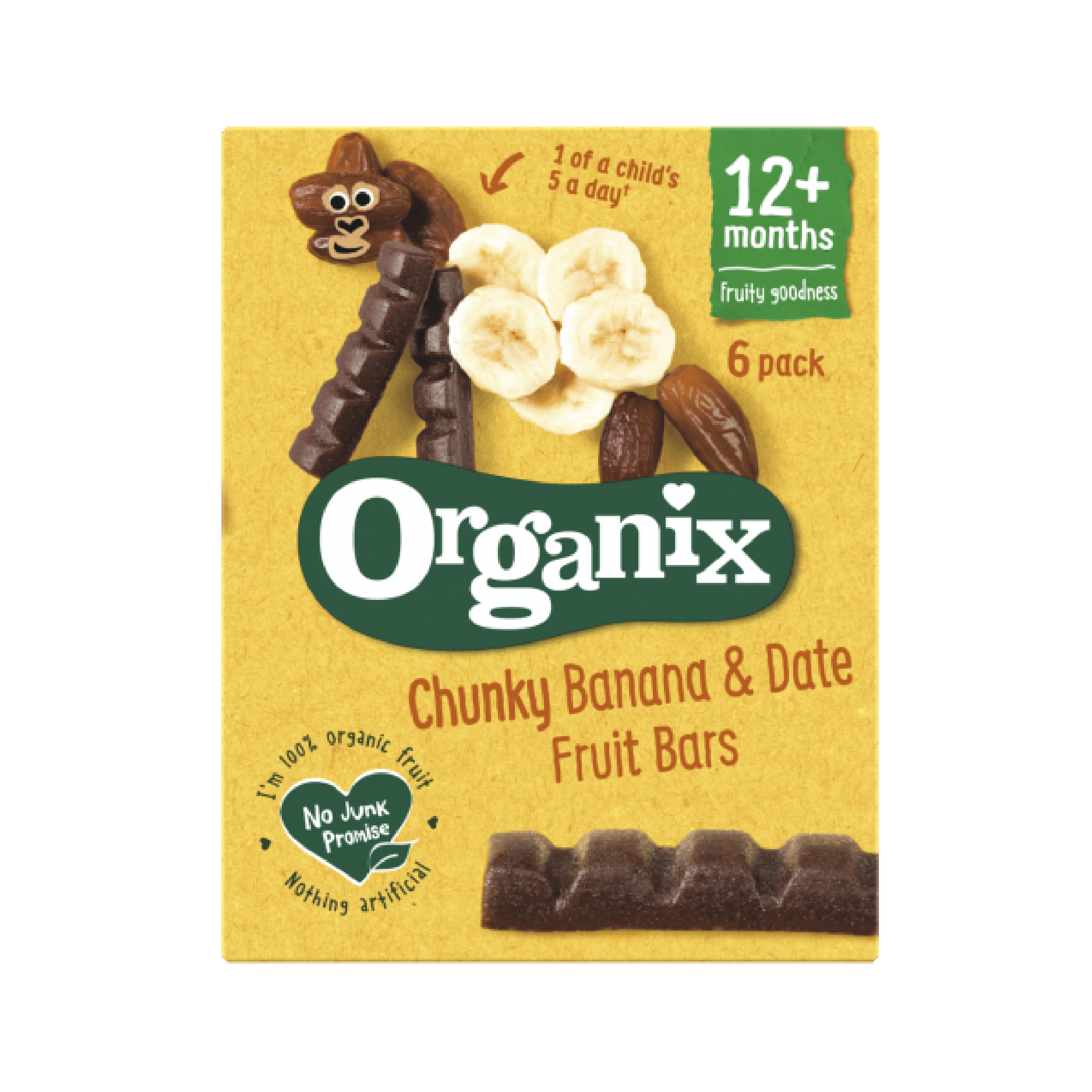 Organix Banana & Date Chunky Fruit Bars (12 months +, 6 x 17g)