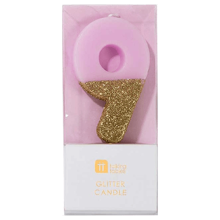 Cherry On Top Number Candle 9 Pink
