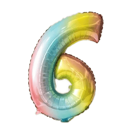 Giant Number 6 Colorful Balloon 32 Inch  